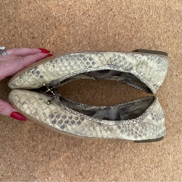 Sam Edelman Felicia Ballet Flat Embossed Leather Python Snake Print Size 6 shoes - Picture 4 of 8